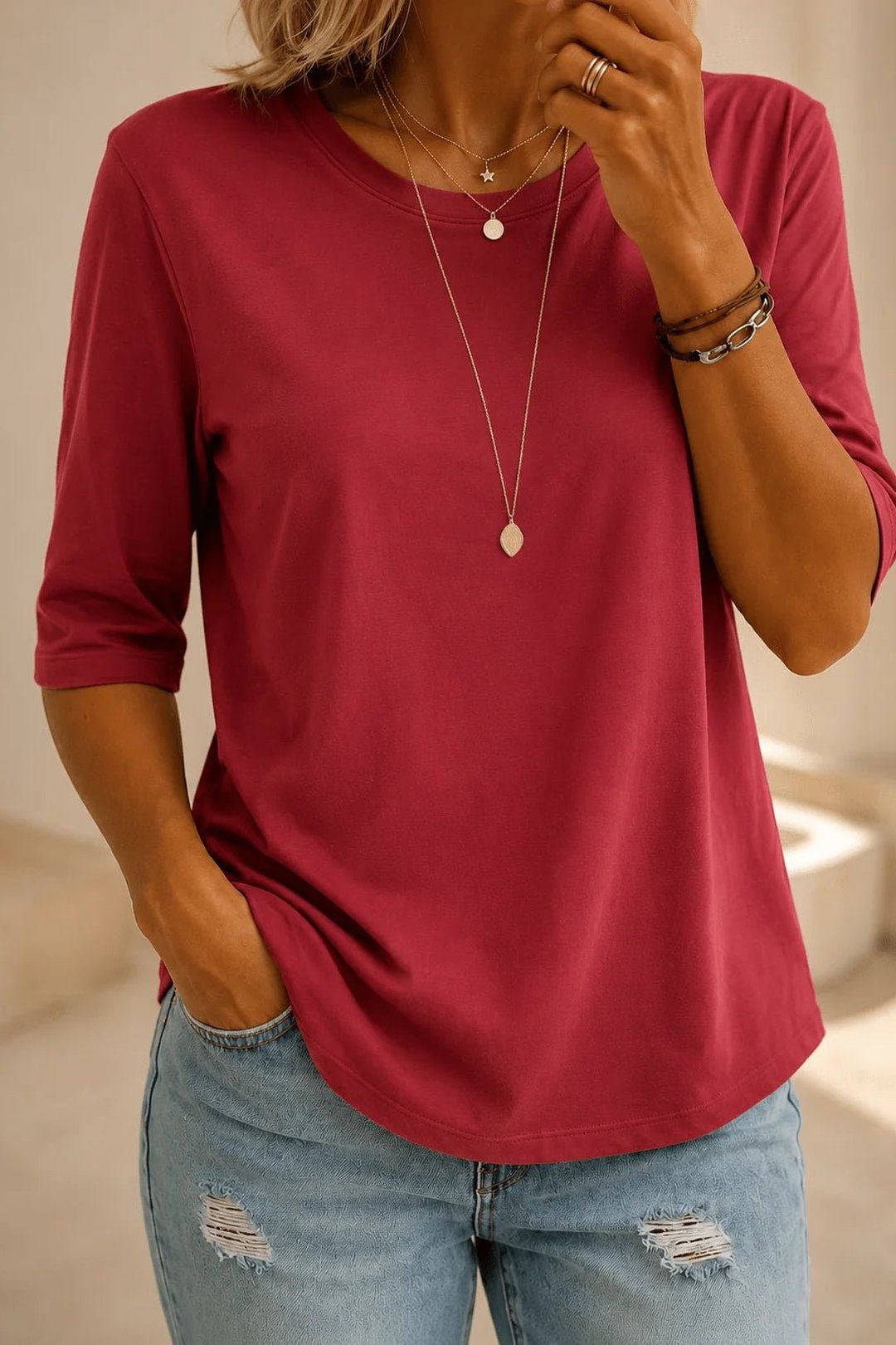 Womens essential comfort tee in casual style short sleeve basic top