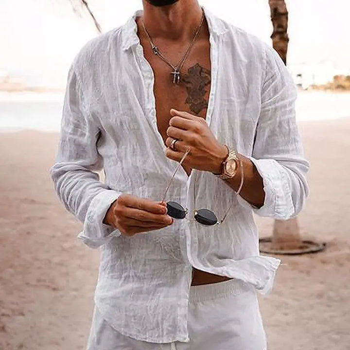 Mens casual long sleeve button down shirt in classic fit for everyday wear