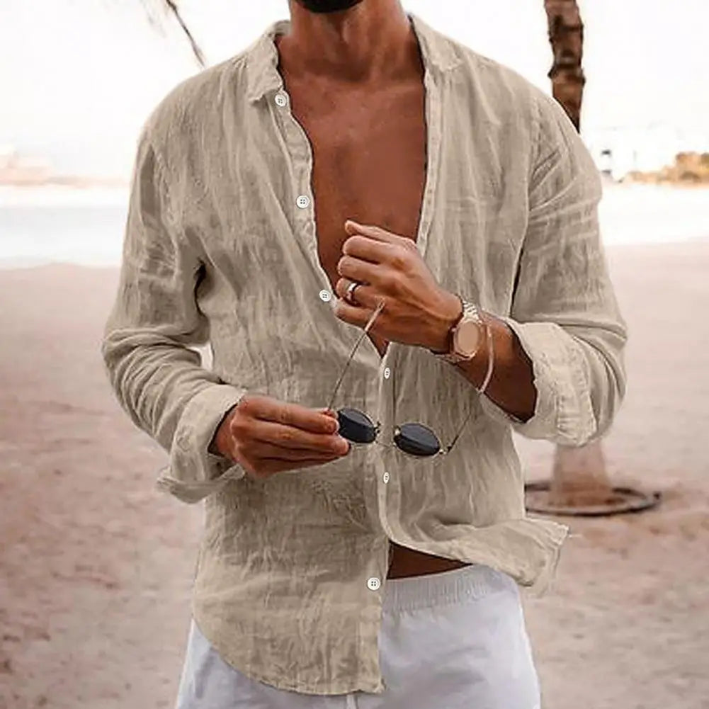 Fabric texture detail of mens fashion casual long sleeve button down shirt