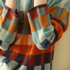 Makenna | Women’s Checked Crew Neck Long Sleeve Sweater