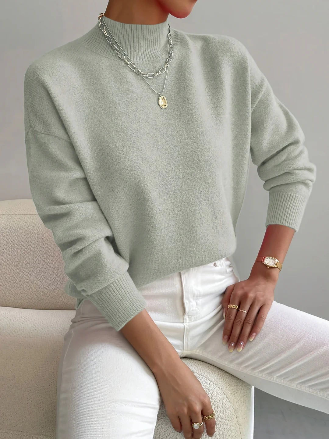 Vionna | Women’s Mock Neck Long Sleeve Sweater