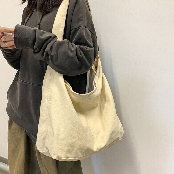 Spacious minimalist canvas tote bag showing interior storage for everyday essentials