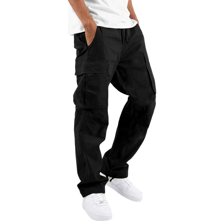 Mens casual cargo trousers featuring a functional multi-pocket design for utility