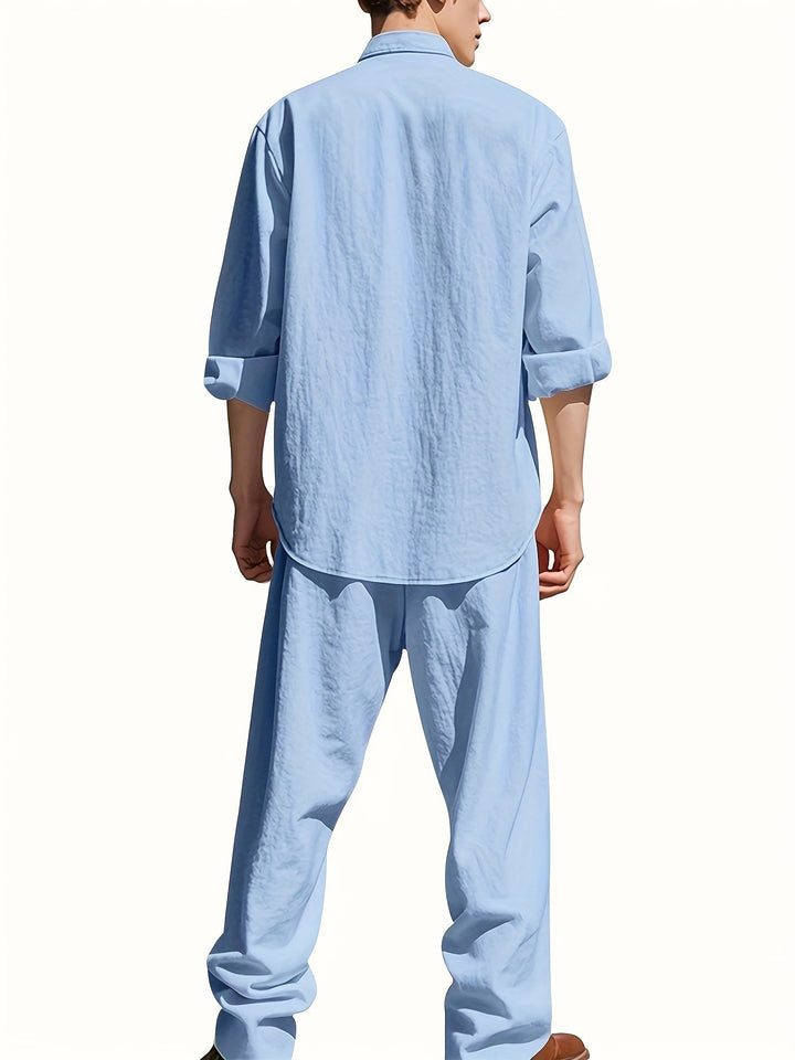 Men's relaxed fit casual pants with waistband from two-piece set