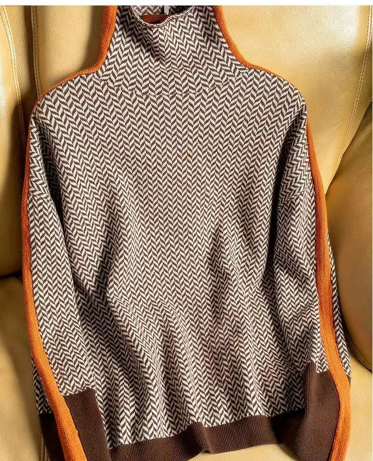 Tavienne | Women’s Herringbone Turtleneck Sweater