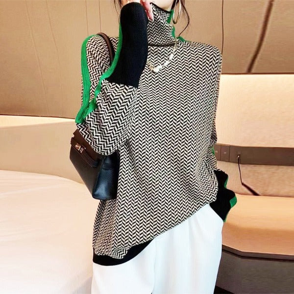 Tavienne | Women’s Herringbone Turtleneck Sweater