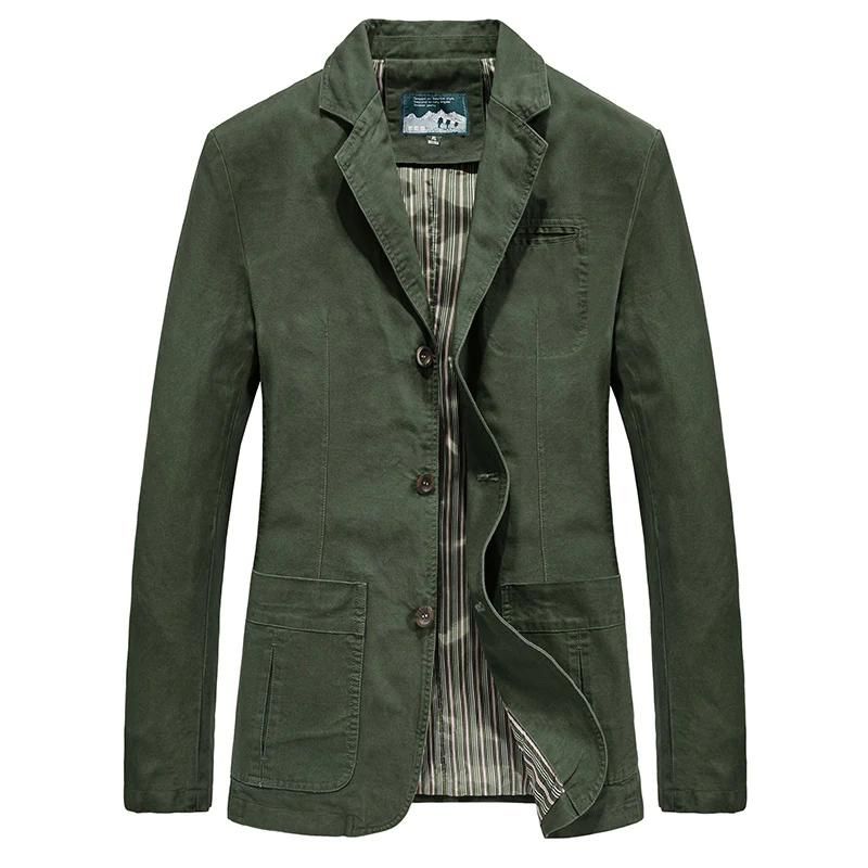 Men's army green casual lightweight blazer highlighting tailored fit