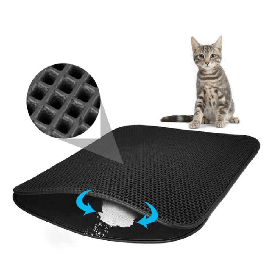 Top view of the foldable waterproof cat litter trapping mat showing double layer