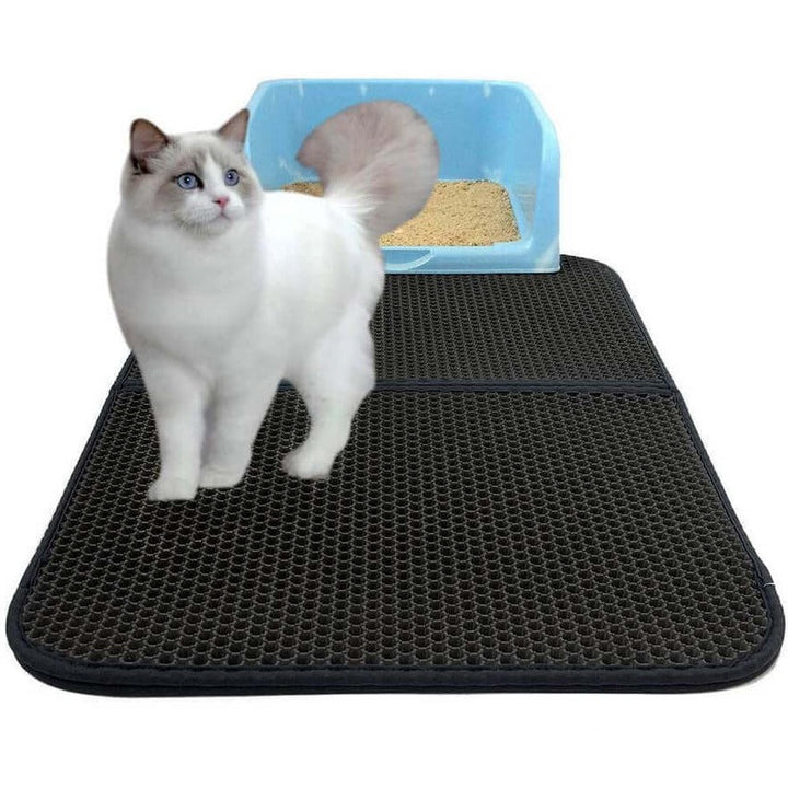 Waterproof non-slip cat litter trapping mat laying flat on a clean floor