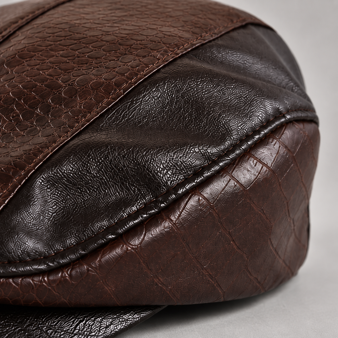 Classic black mens driving cap, textured flat hat for everyday style
