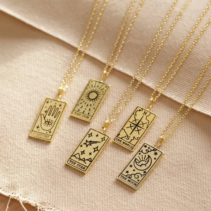 Silver tarot pendant necklace for women, spiritual jewelry accessory