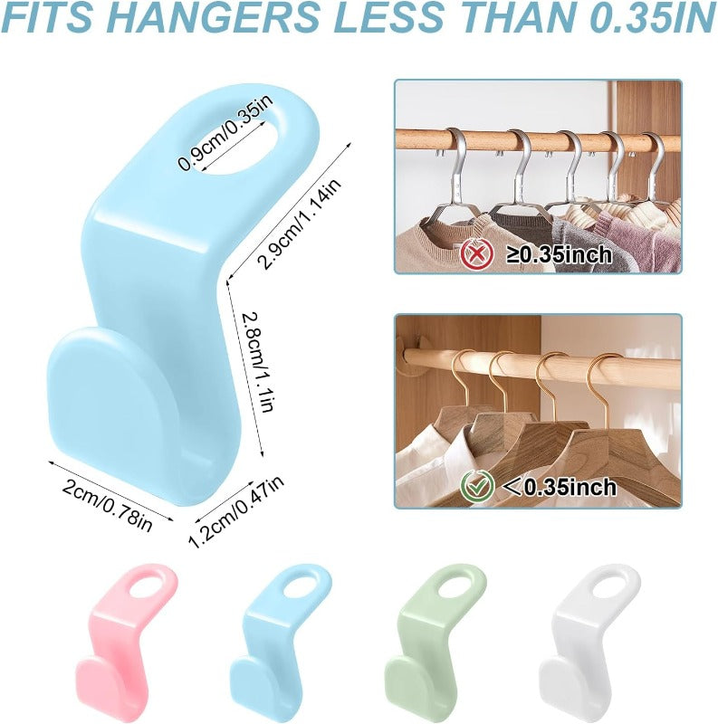 Angle view of sturdy closet accessory hooks for layering clothes hangers