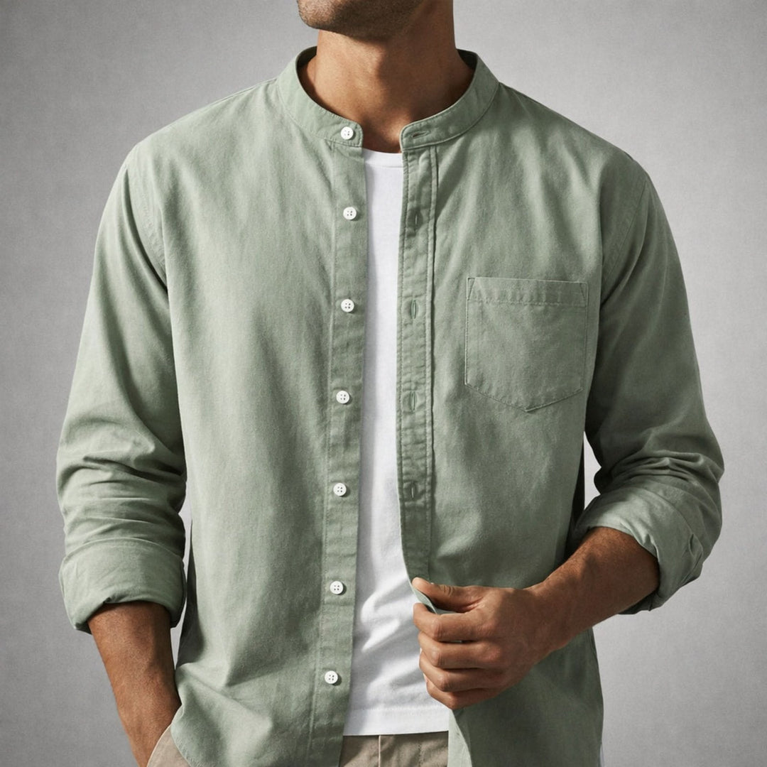 Inner label and stitching quality of men's shirt