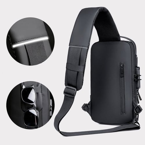 Durable and water-resistant fabric texture close-up of the black accessories bag.