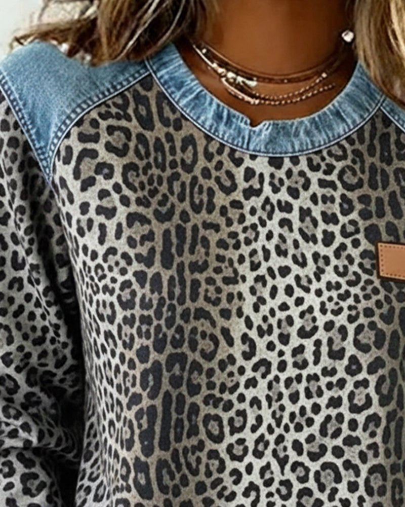 Long sleeve animal print sweater for women, fall fashion knitwear