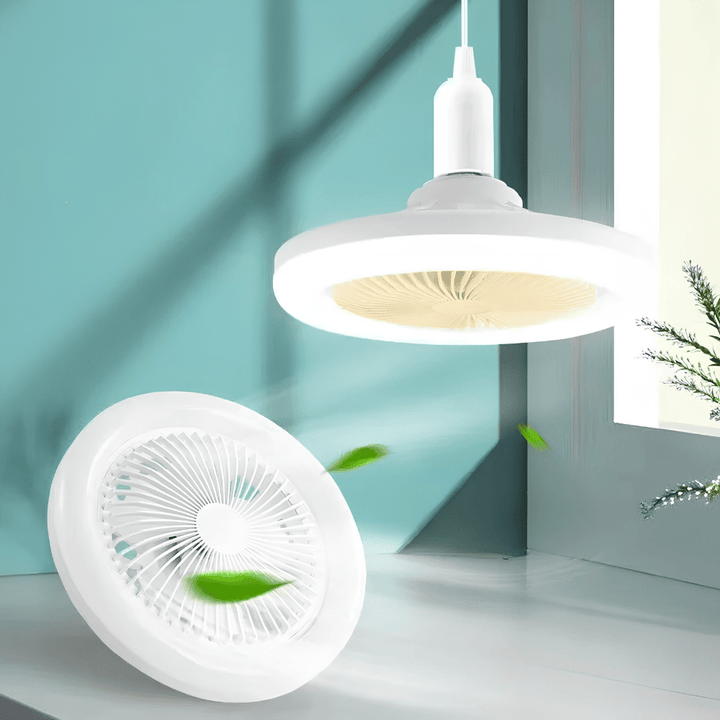 Ceiling fan and light fixture displayed next to a socket mount