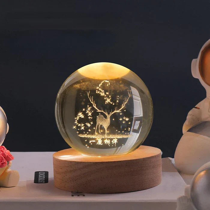 Gift idea packaging and Luminous Sphere night light displayed together