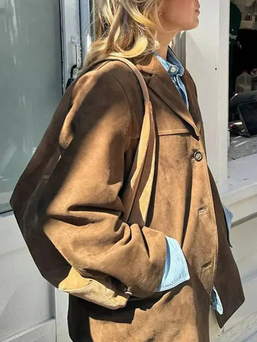 Marjory | Women’s Suede Tailored Button Blazer Jacket