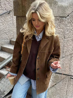 Marjory | Women’s Suede Tailored Button Blazer Jacket