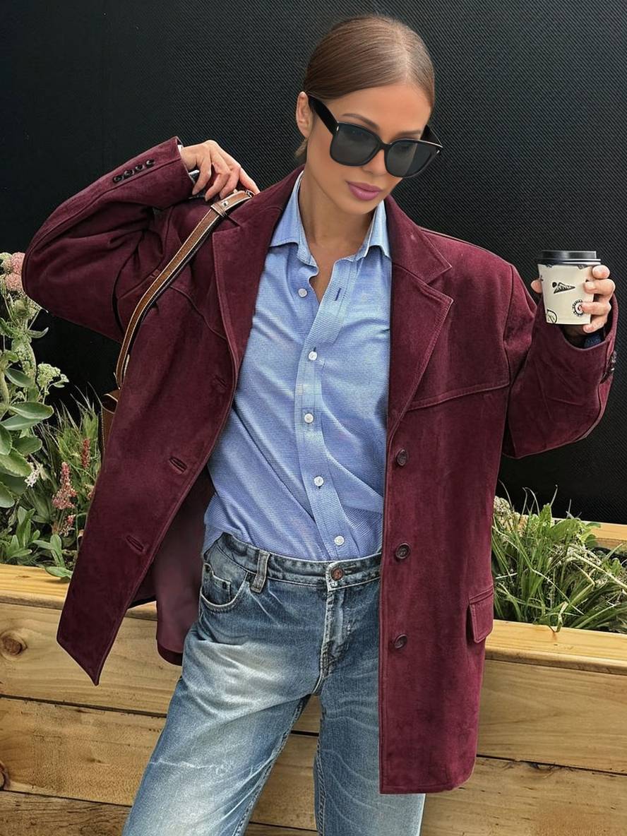Marjory | Women’s Suede Tailored Button Blazer Jacket