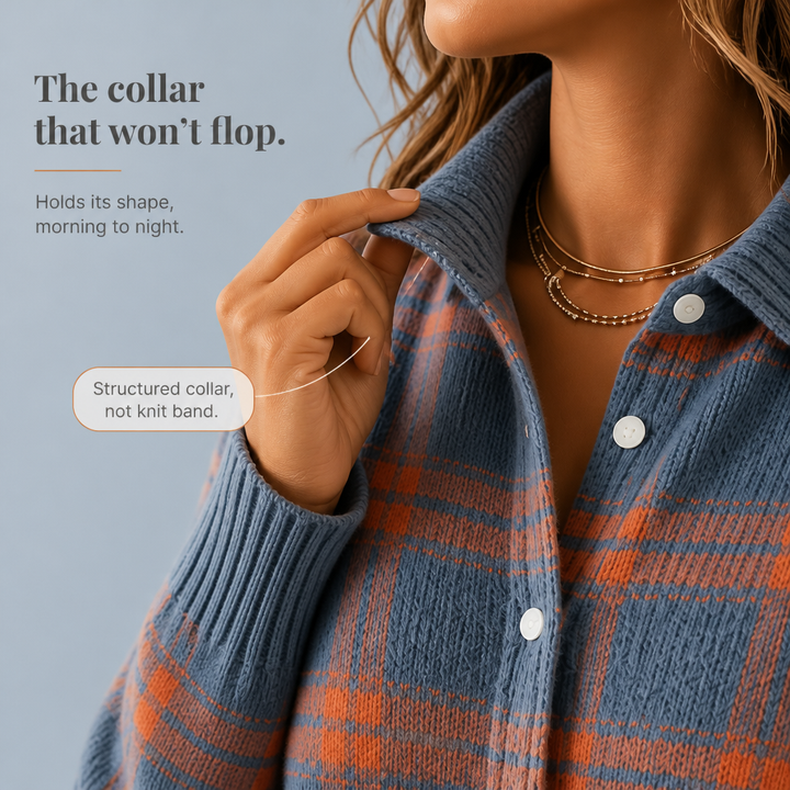Sleeve cuff detail on the womens fashion plaid knitwear sweater