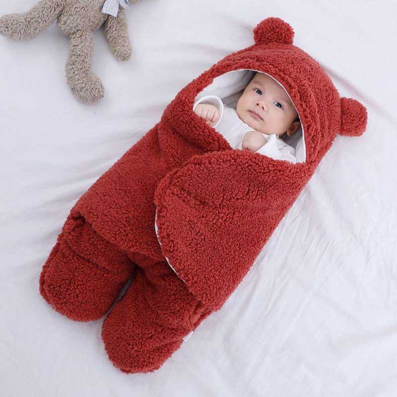 Cozy white baby sleep sack with cute bear ears for infants