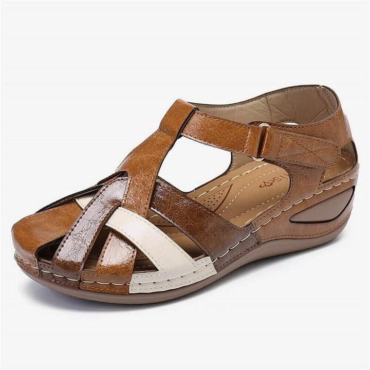 Durable textured rubber outsole on stylish summer platform sandals for women