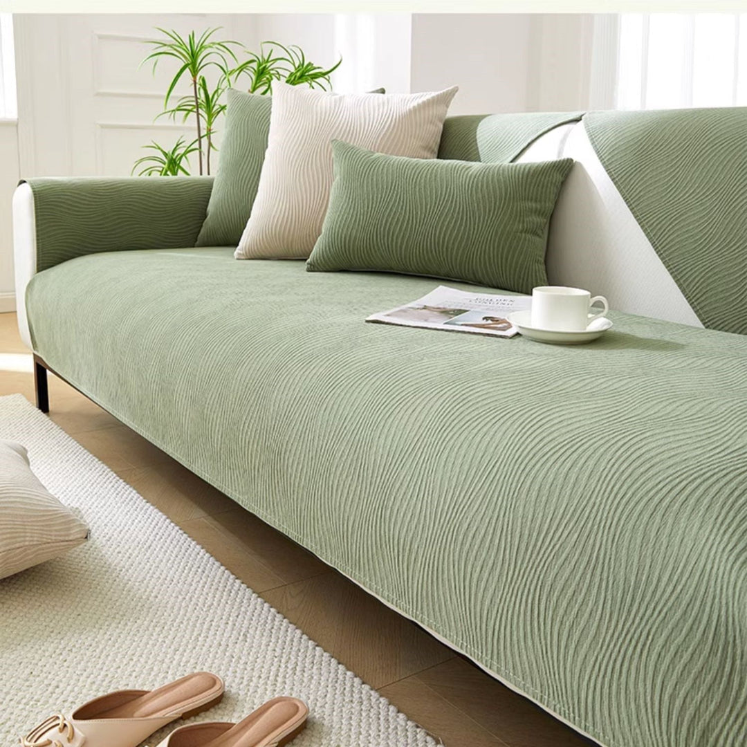 Modern minimalist sofa slipcover with non-slip backing for living room pet protection