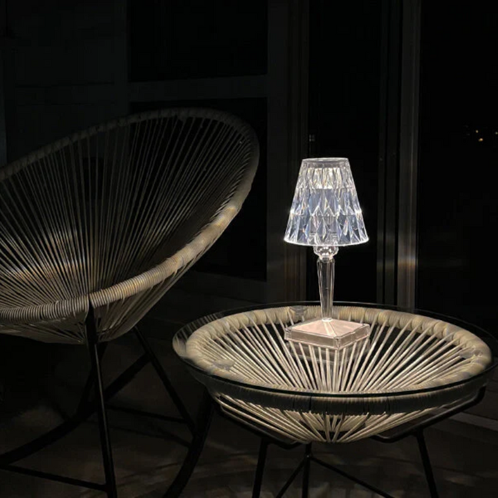 Designer crystal accent lighting piece for living space enhancement