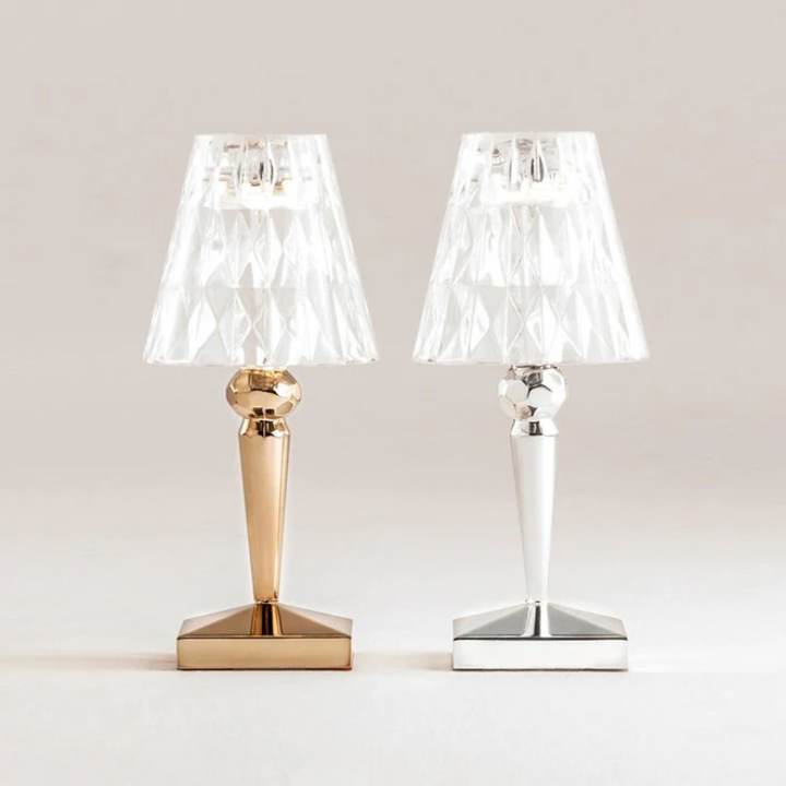 Elegant diamond-cut crystal lamp for stylish bedroom lighting