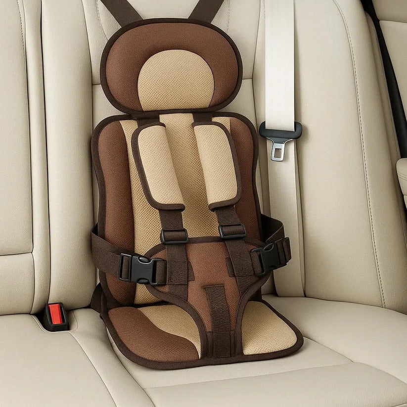 Toddler travel safety car seat side profile highlighting padding