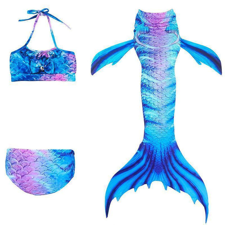 Girls purple and blue textured mermaid swimsuit set