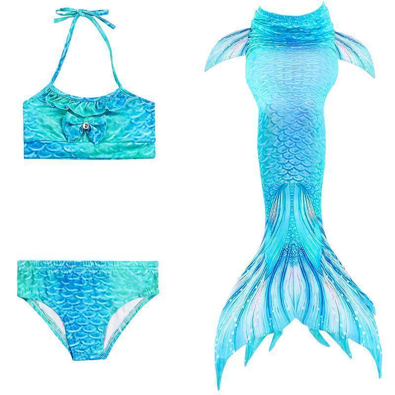 Girls mermaid swimsuit bikini set top detail with scale pattern