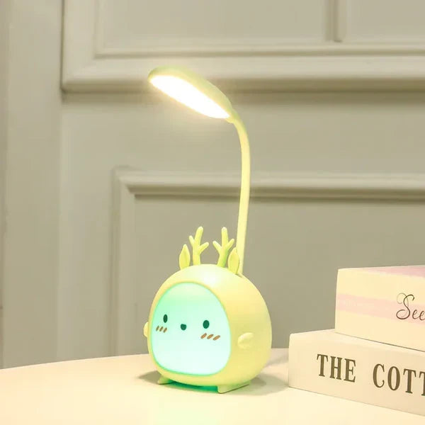 Green deer children reading lamp with eye protection and illuminated base