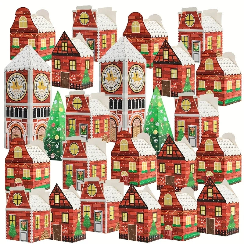 Gingerbread house gift boxes for winter village holiday decor and party supplies packaging
