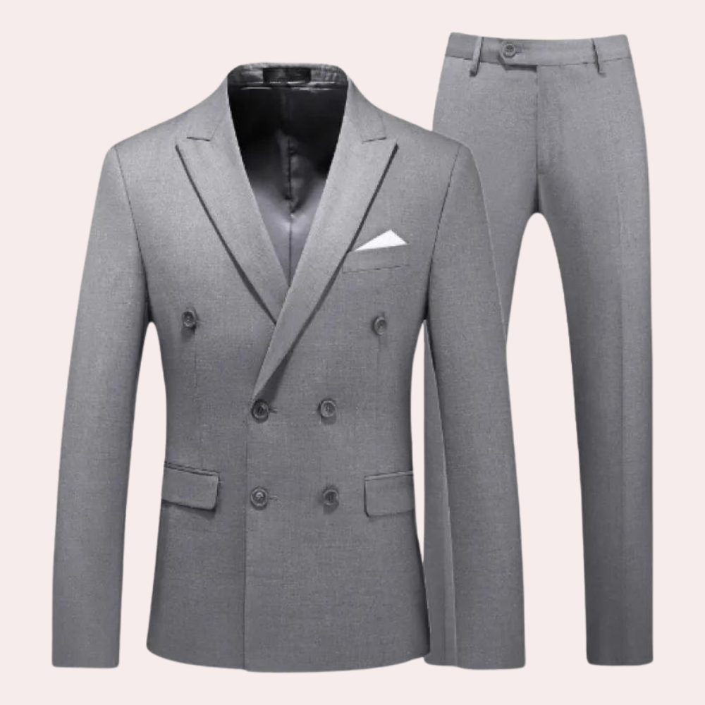 Men's classic grey tailored suit set for formal wear
