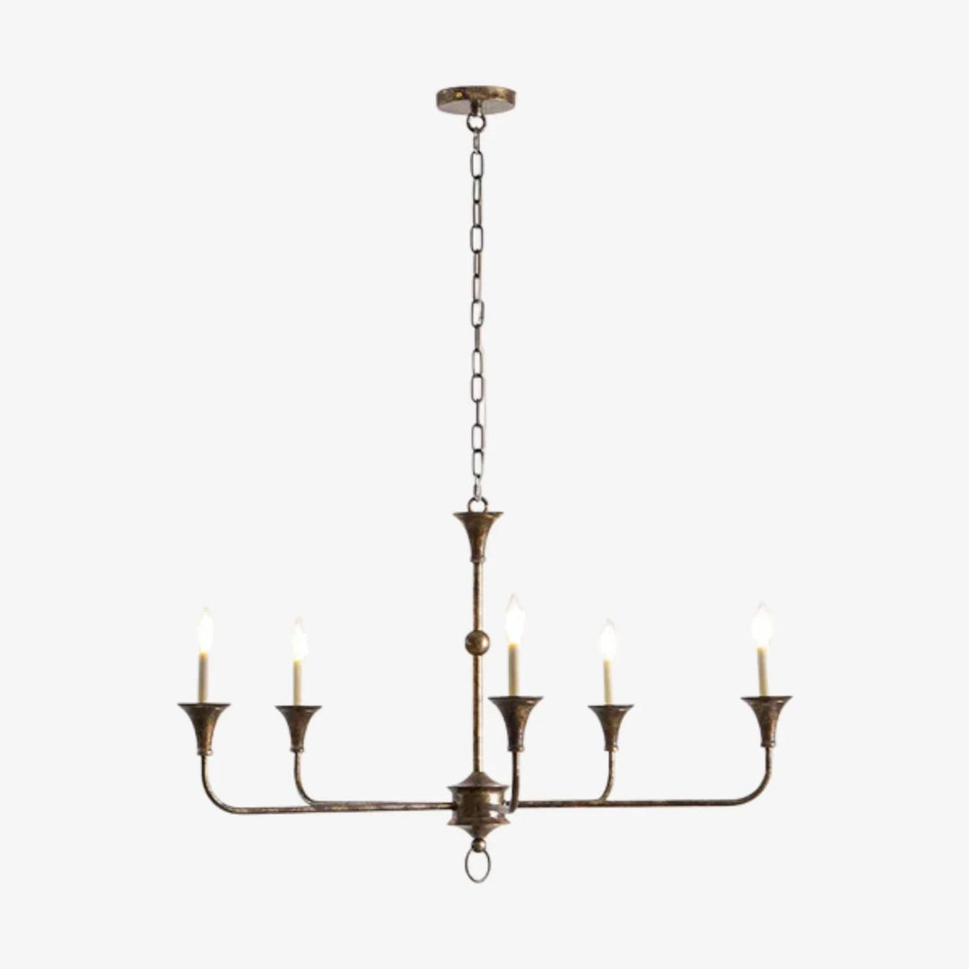 Classic home decor ceiling light fixture illuminated in living room