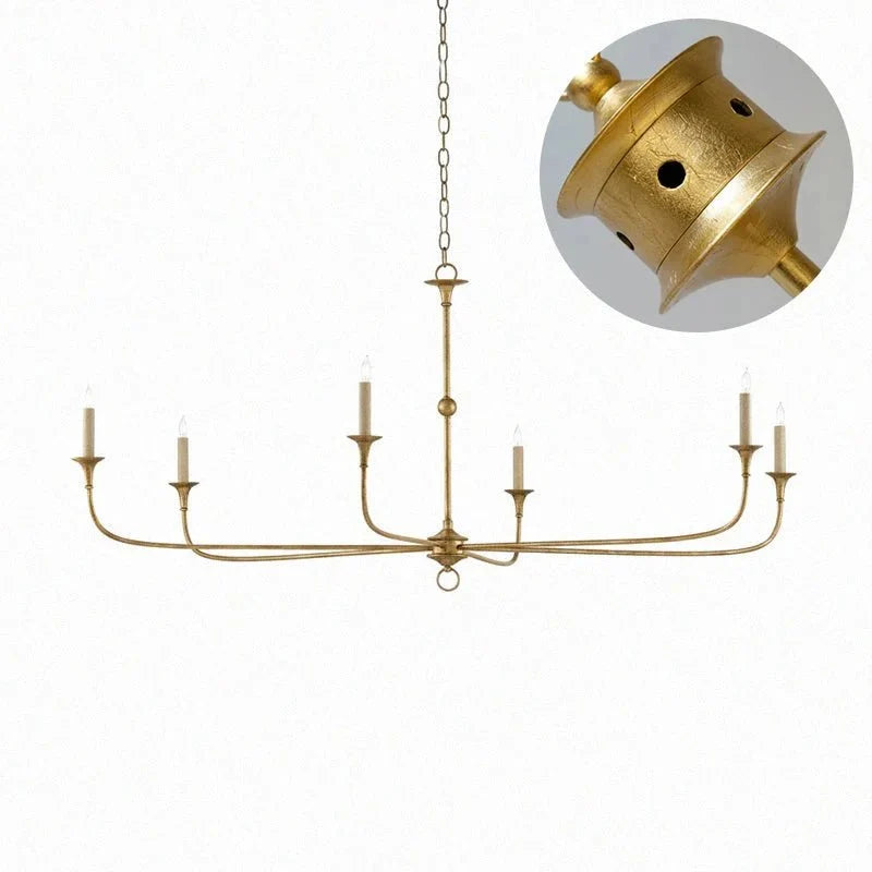 Antique style brass chandelier showcasing intricate metalwork and arms