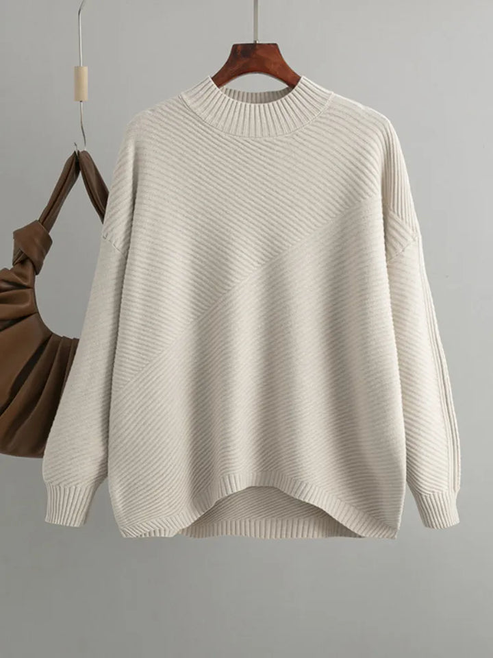 Casual wear women's knit sweater styled for comfortable everyday fall and winter outfits.