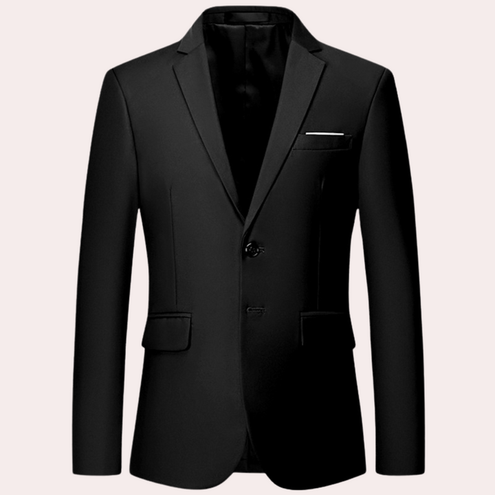 Men's black classic blazer front view