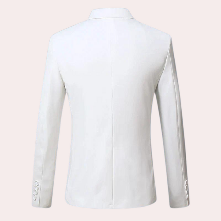 Men's white classic blazer back view