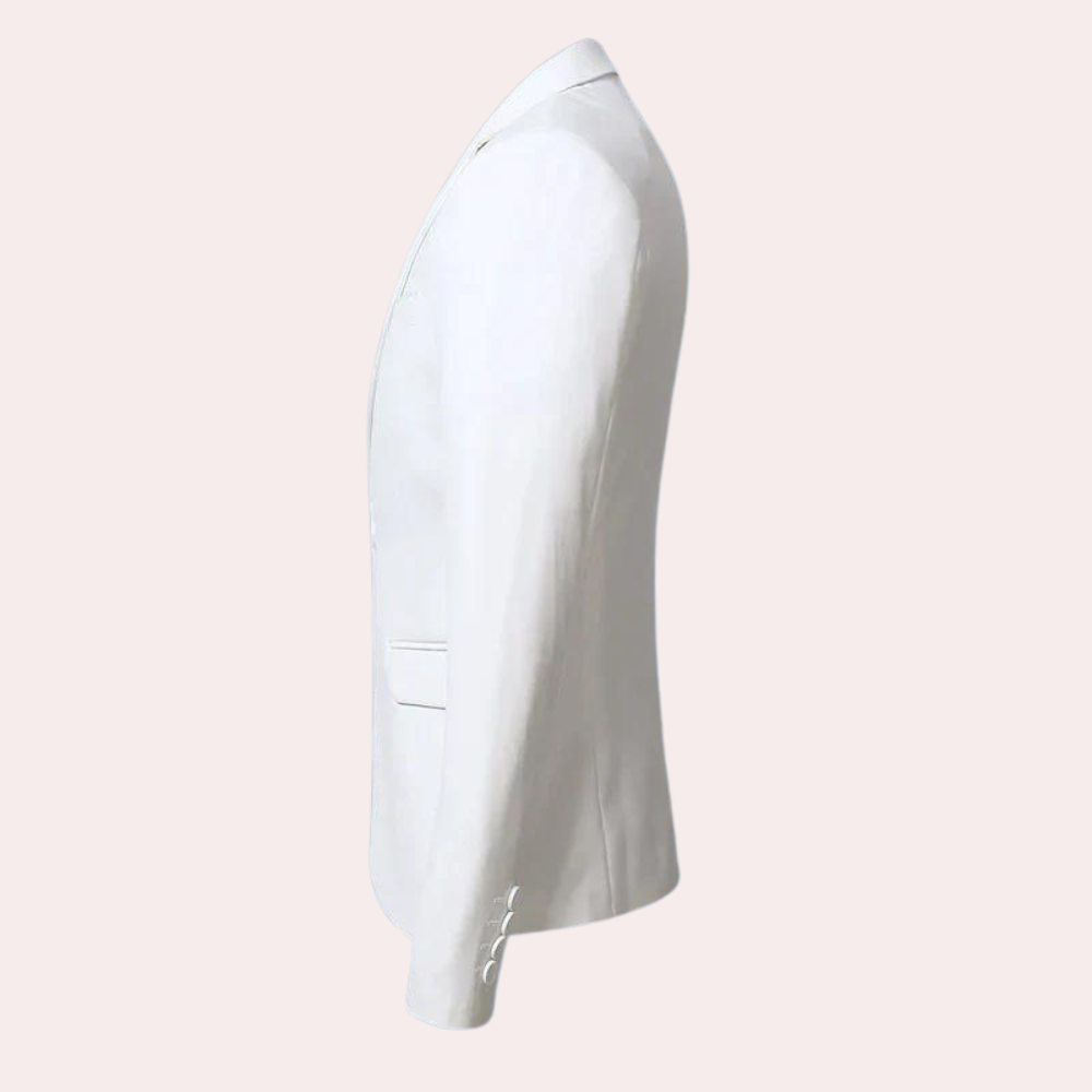 Classic men's tailored blazer in a versatile neutral tone, front view