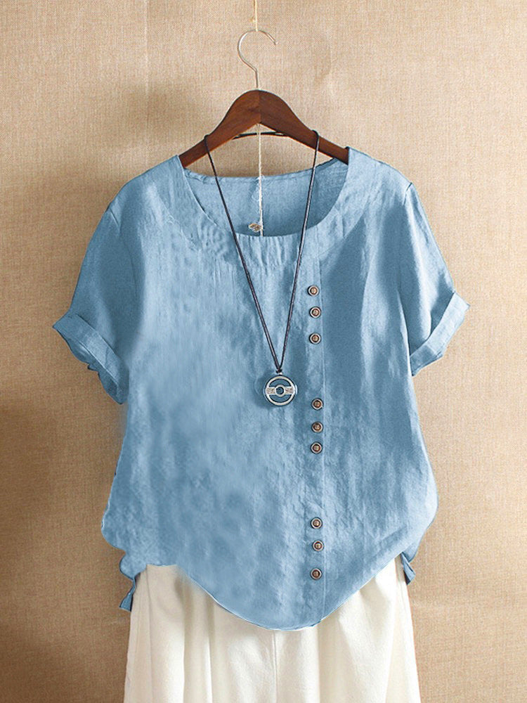 Classic plain summer fashion top with short sleeves