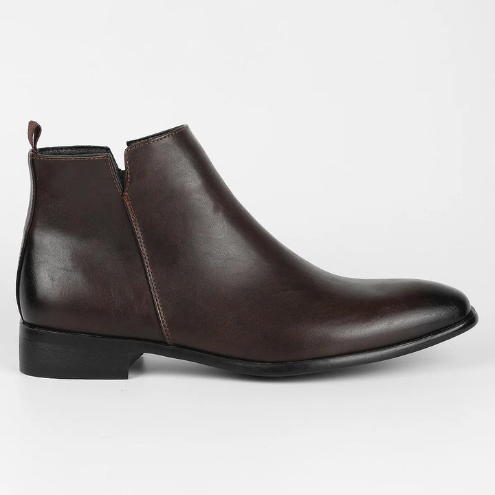 Boxed set of men's classic retro side zip boots ready for gifting