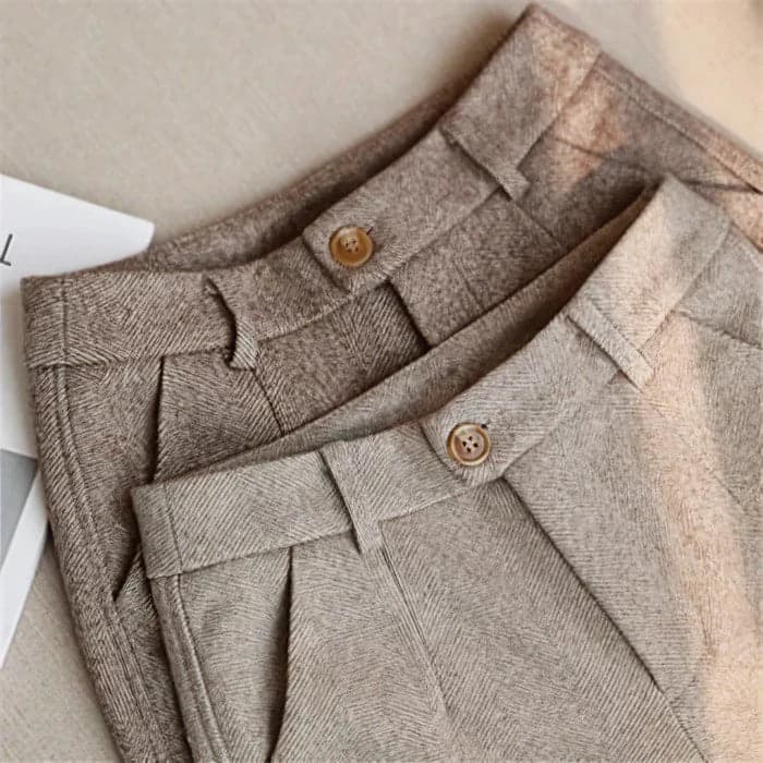 Back view of mens pleated business casual pants with tailored pockets