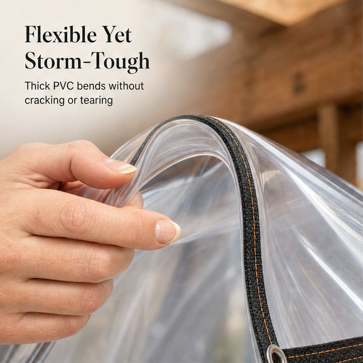 Durable waterproof transparent tarp displayed outdoors for garden shelter protection