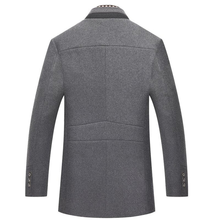 Full length shot of mens stand collar coat in classic seasonal color
