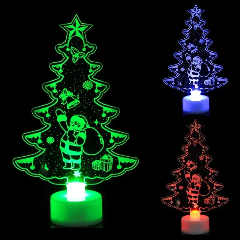 Color-changing LED Christmas tree light glowing in green, blue, and red