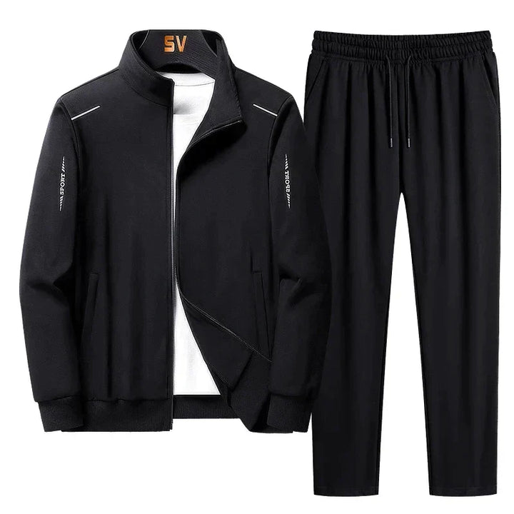 Hunter green men's tracksuit set featuring a comfortable zipper hoodie and matching joggers.