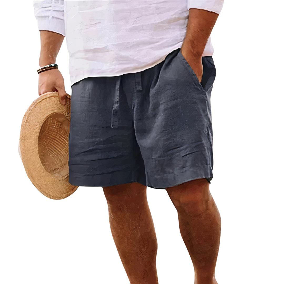 Back view of men's lightweight summer shorts showing pocket detail